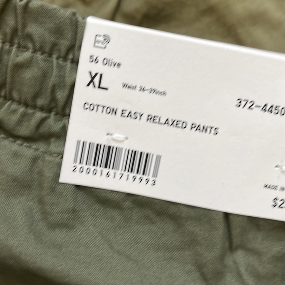 Uniqlo Mens cotton easy relaxed pants XL olive green NWOT - Picture 3 of 3